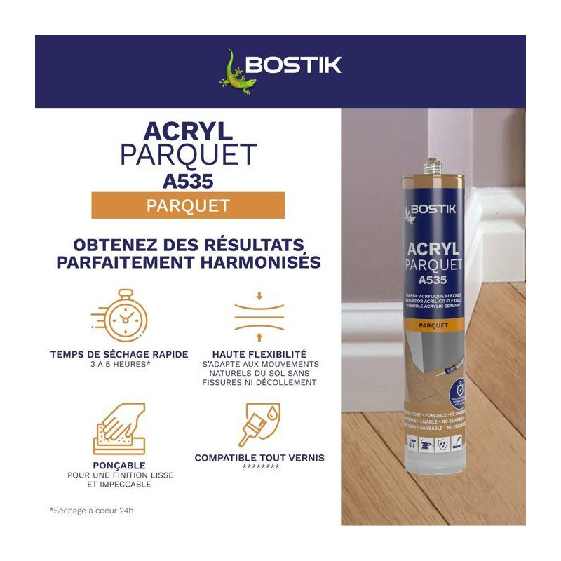 Mastic acrylique - BOSTIK - Joint Acryl Parquet - Compatible tous vern