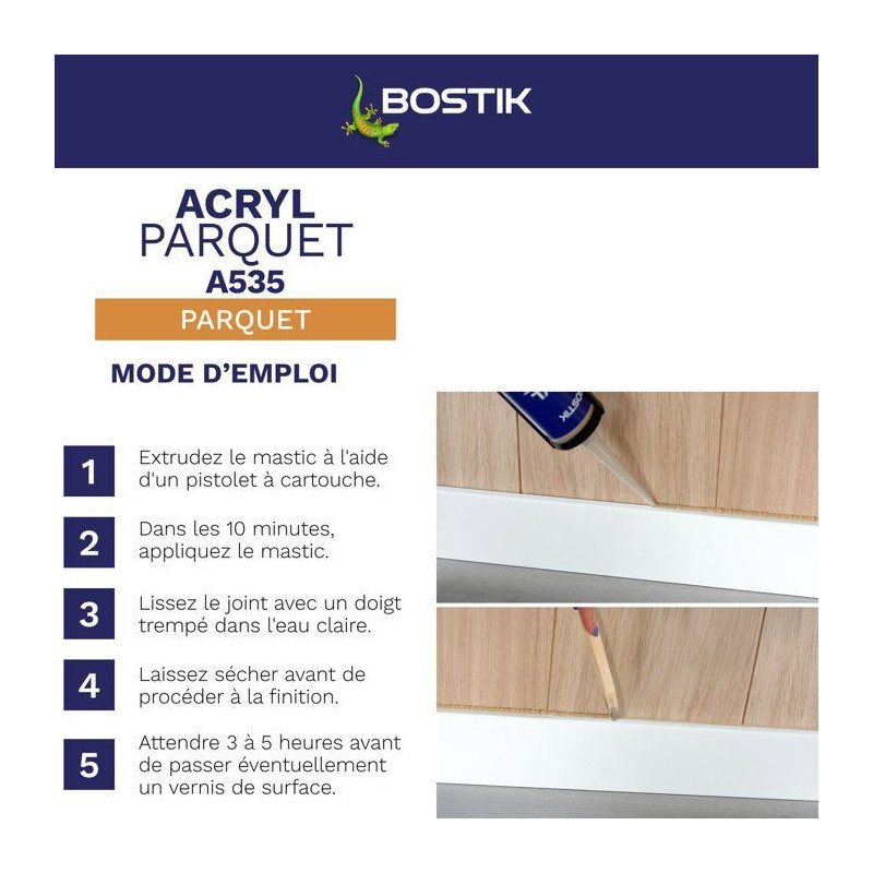 Mastic acrylique - BOSTIK - Joint Acryl Parquet - Compatible tous vern