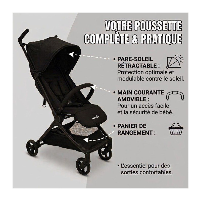 NANIA - Poussette ultra-compacte - Babyjet - Sac de transport inclus -