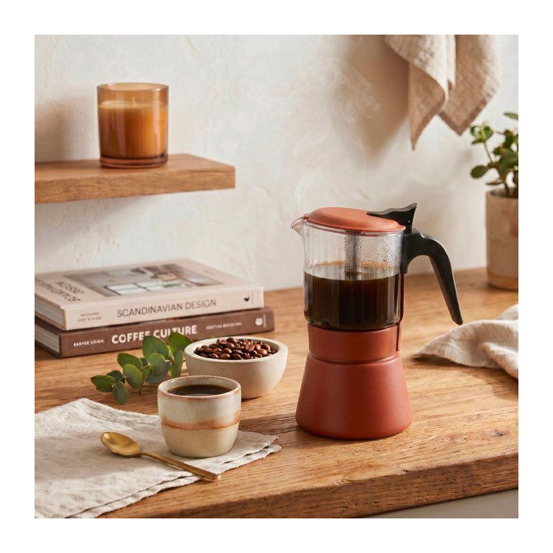 Cafetière italienne - INOXIBAR - Clair 6 tasses Terra - verre borosil