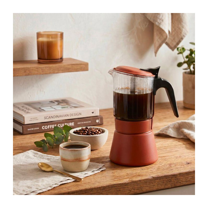 Cafetière italienne - INOXIBAR - Clair 9 tasses Terra - verre borosil