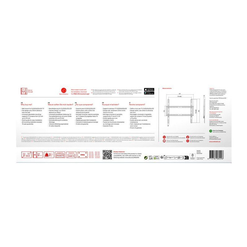 Support mural TV - SMART - WM2415 - Fixe - TV 32 a 70 pouces
