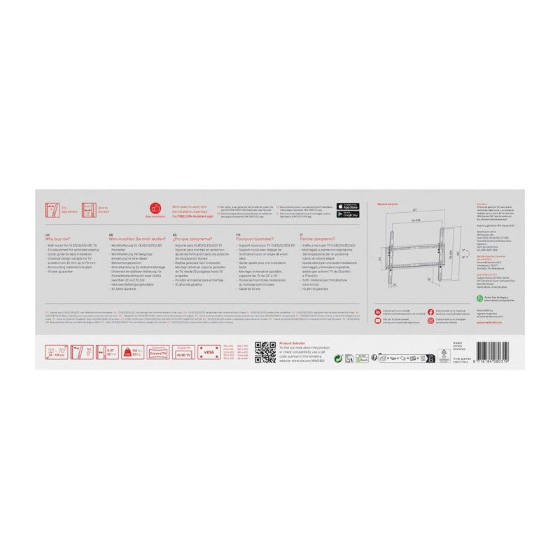 Support mural TV - SMART - WM2425 - Inclinable 8° - TV 32 a 70 pouces