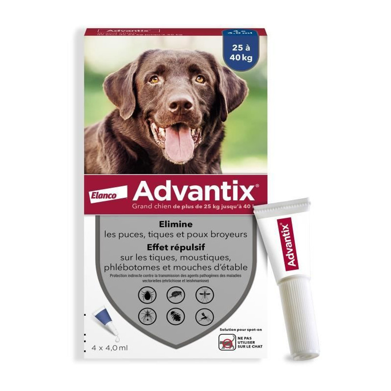 Advantix Dog Large breed antiparasitic solution 25 A 40kg 4 pipettes