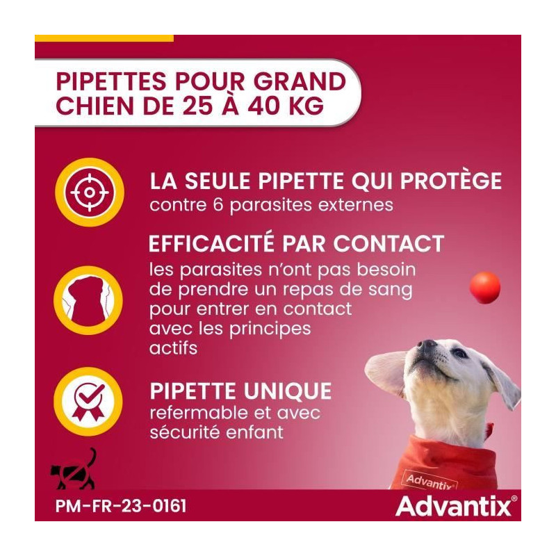 Advantix Dog Large breed antiparasitic solution 25 A 40kg 4 pipettes