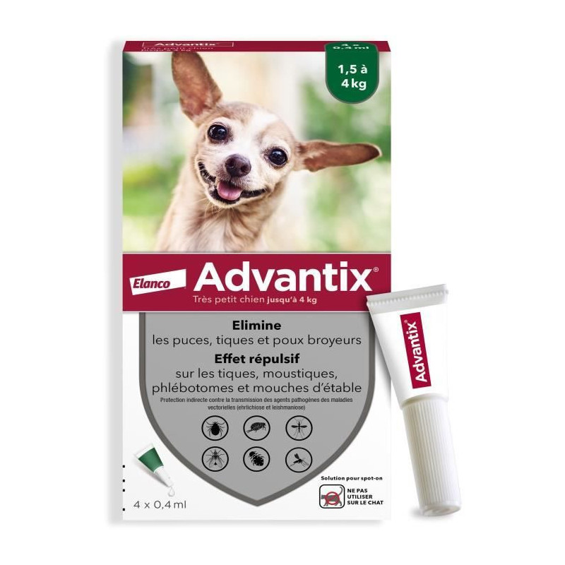 ADVANTIX 4 antiparasitic pipettes - For very small dogs from 1.5 to 4k
