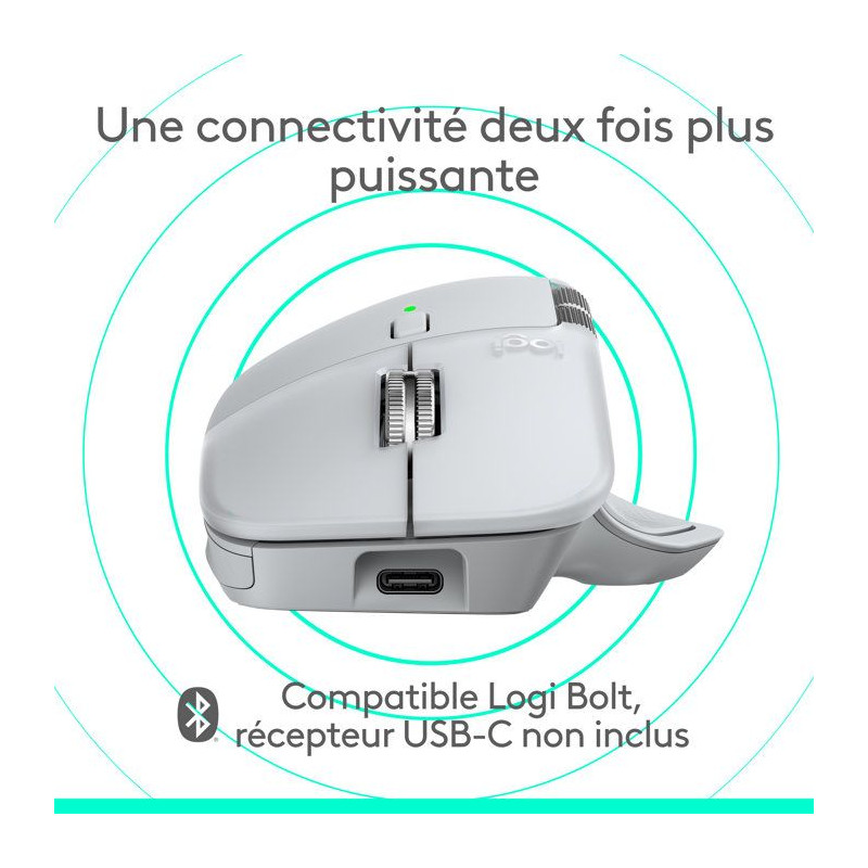 Souris sans fil - Logitech - MX Master 4 - Ergonomique - Gris clair