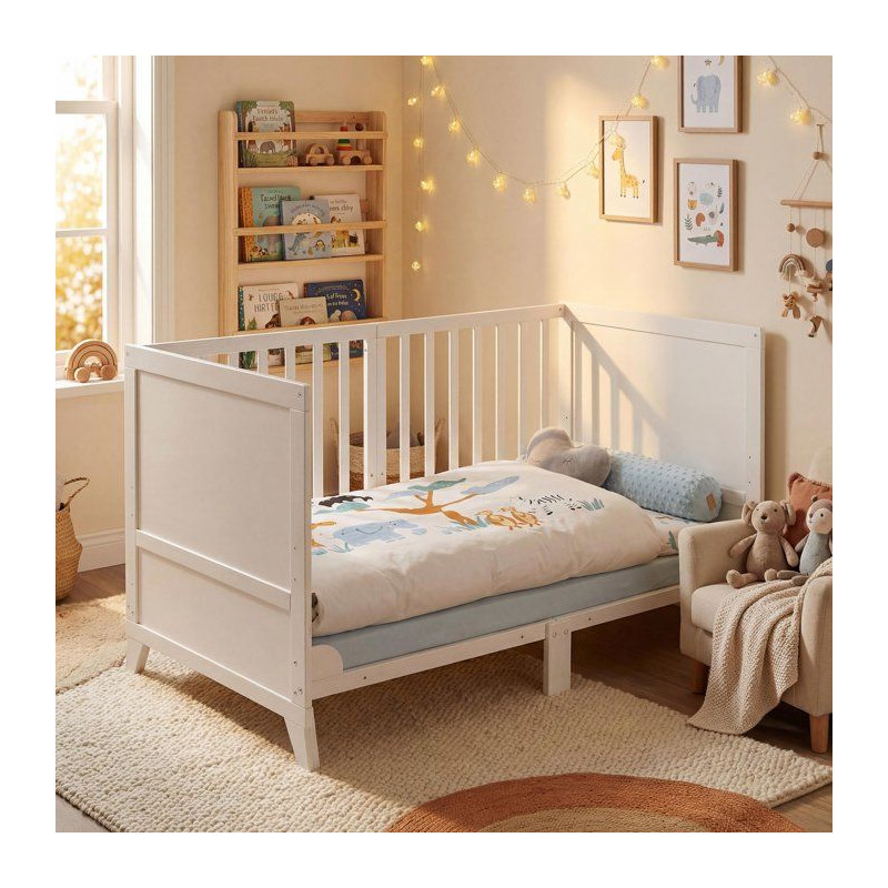 Lit combiné évolutif 70 x 140 cm - ROBA - Savanna Friends - Blanc -