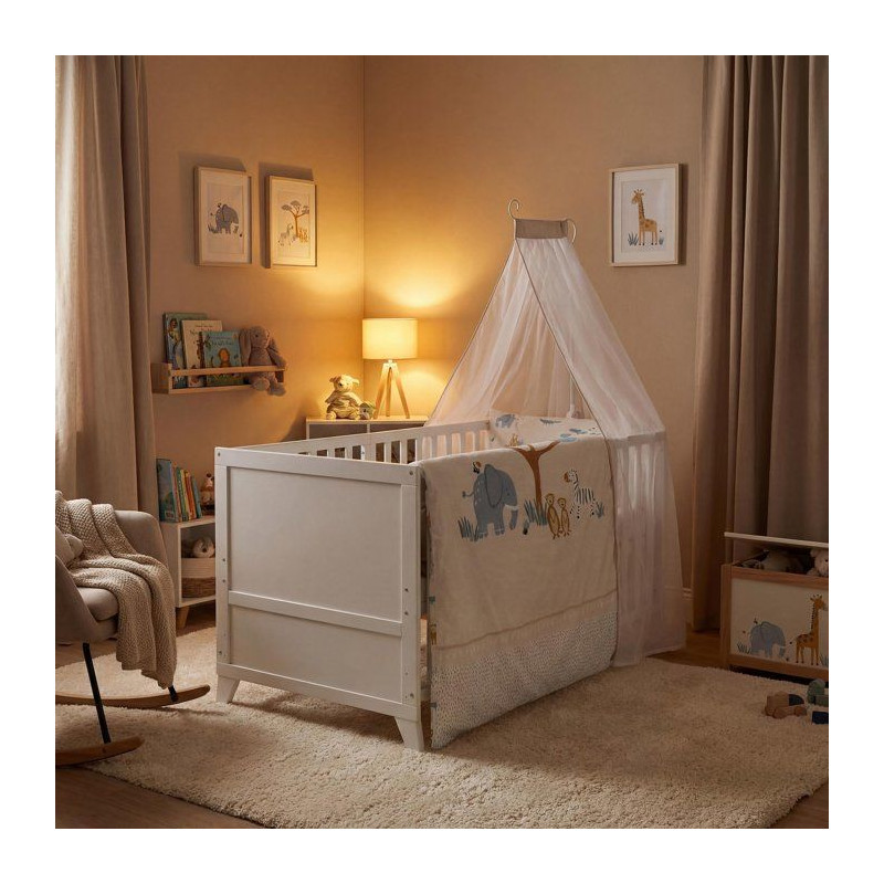 Lit combiné évolutif 70 x 140 cm - ROBA - Savanna Friends - Blanc -