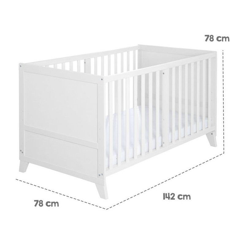 Lit combiné évolutif 70 x 140 cm - ROBA - Savanna Friends - Blanc -