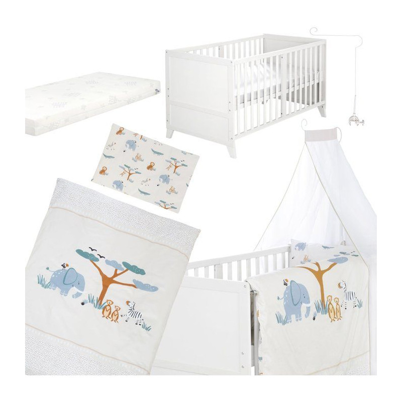 Lit combiné évolutif 70 x 140 cm - ROBA - Savanna Friends - Blanc -