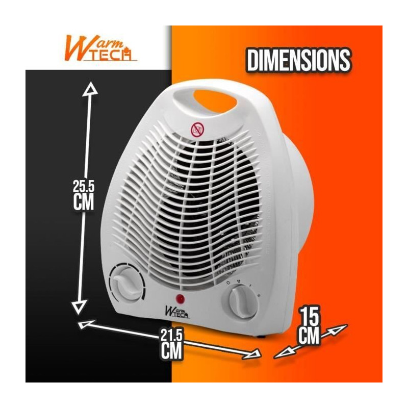 Chauffage soufflant - 2000W - WARM TECH - 240V - Jusqu'à 15m3 - Blanc