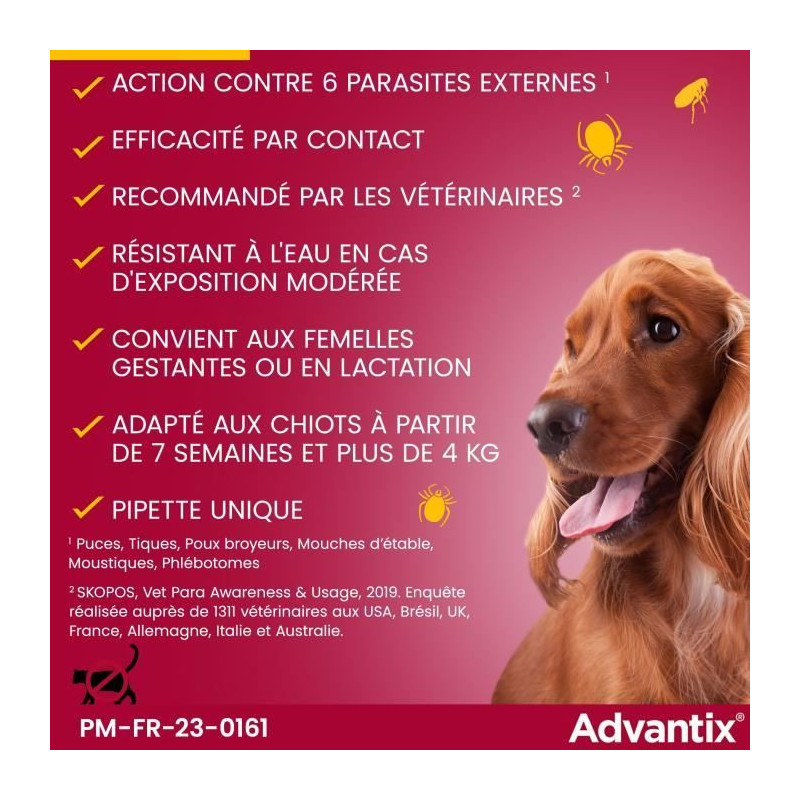 ADVANTIX 4 antiparasitic pipettes - For small dogs from 4 to 10kg
