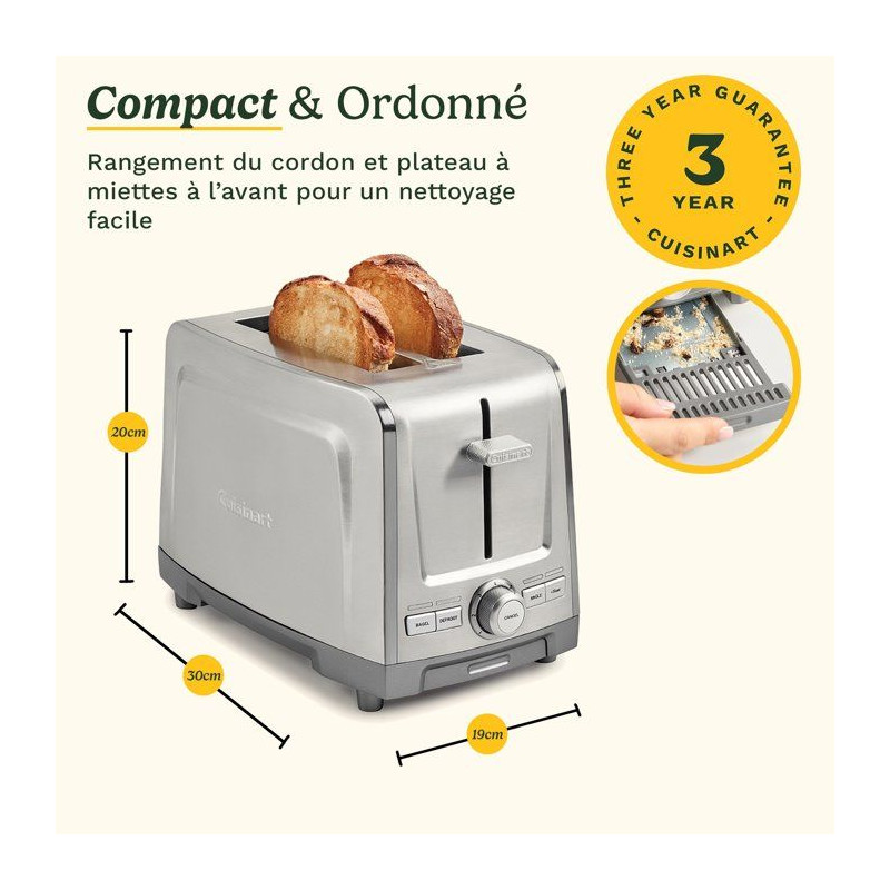 Grille-pain - CUISINART - Core Collection - 2 tranches - Fentes extra