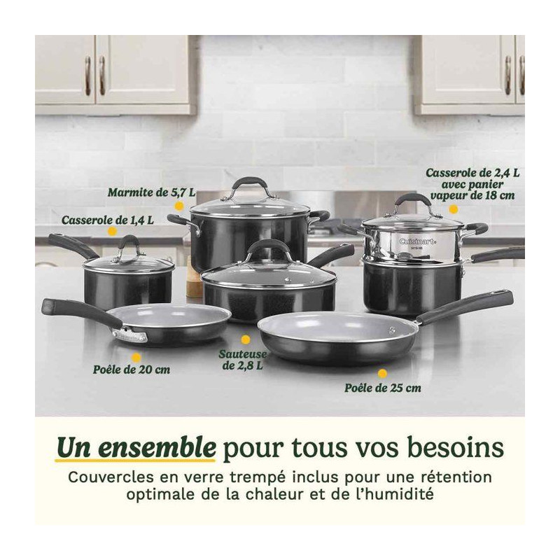 Batterie de cuisine antiadhésive - CUISINART - Ceramica XT - 11 piece