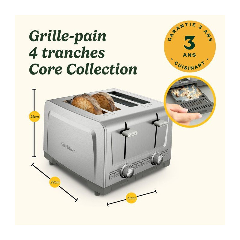 Grille-pain - CUISINART - Core Collection - 4 tranches - Acier inoxyda