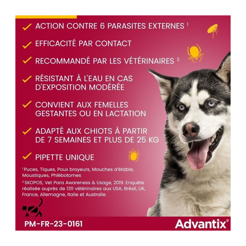 Advantix Dog Large breed antiparasitic solution 25 A 40kg 6 pipettes
