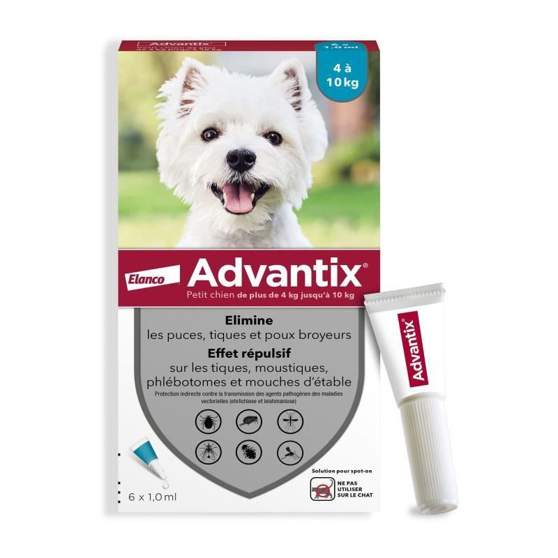 Advantix Dog Antiparasitic solution Small breed 4 A 10kg 6 pipettes