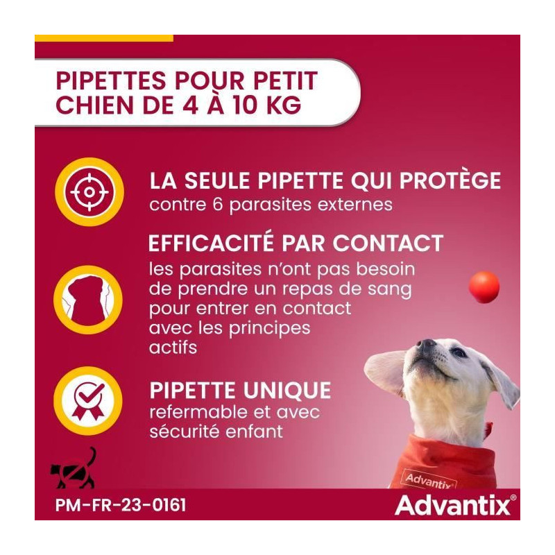 Advantix Dog Antiparasitic solution Small breed 4 A 10kg 6 pipettes