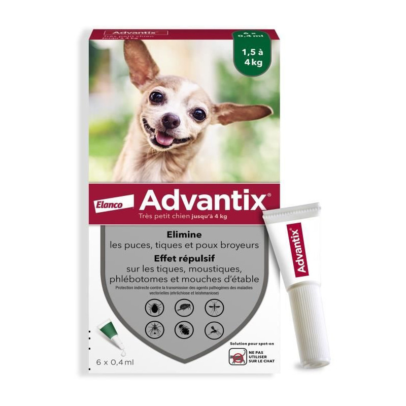 Advantix Dog very small breed antiparasitic solution 1.5 to 4kg 6 pipe