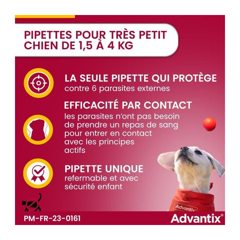 Advantix Dog very small breed antiparasitic solution 1.5 to 4kg 6 pipe