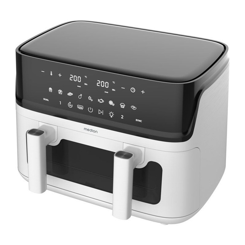 Air Fryer - MEDION - P25 XXL Flex M - Grande capacité 10,8 L - Sépar