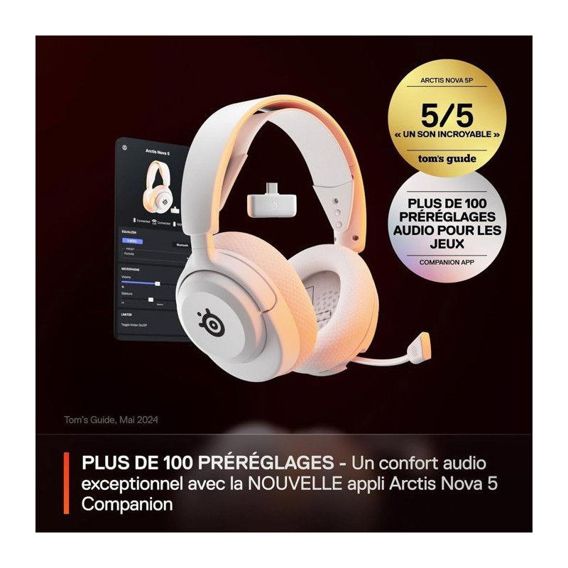 Casque Gaming Sans fil - STEELSERIES - Arctis Nova 5 - Blanc