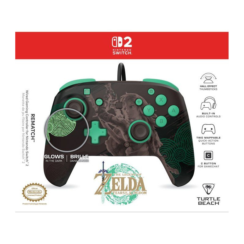 Manette de gaming Nintendo Switch 2 Rematch filaire - The Legend of Ze