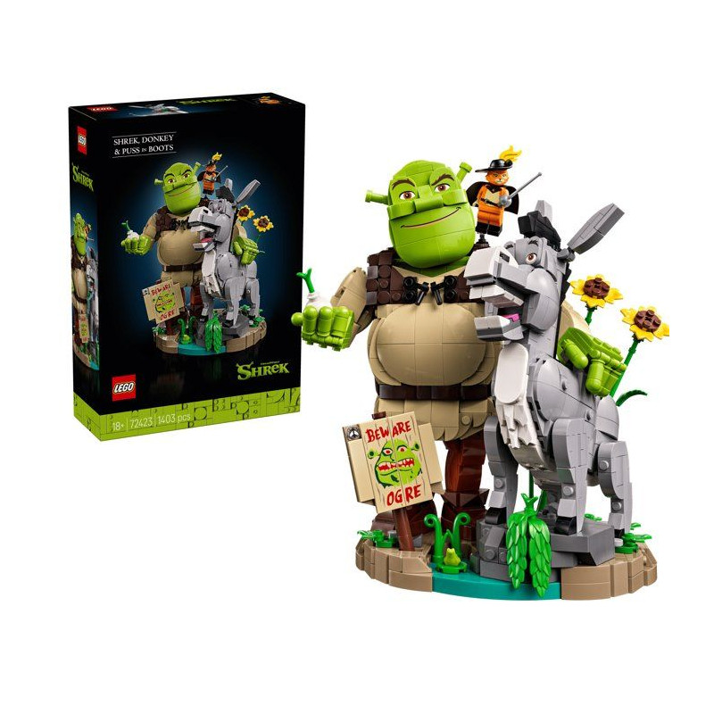 LEGO Shrek 72423 - Figurine Shrek et ses amis l'âne et le chat potté