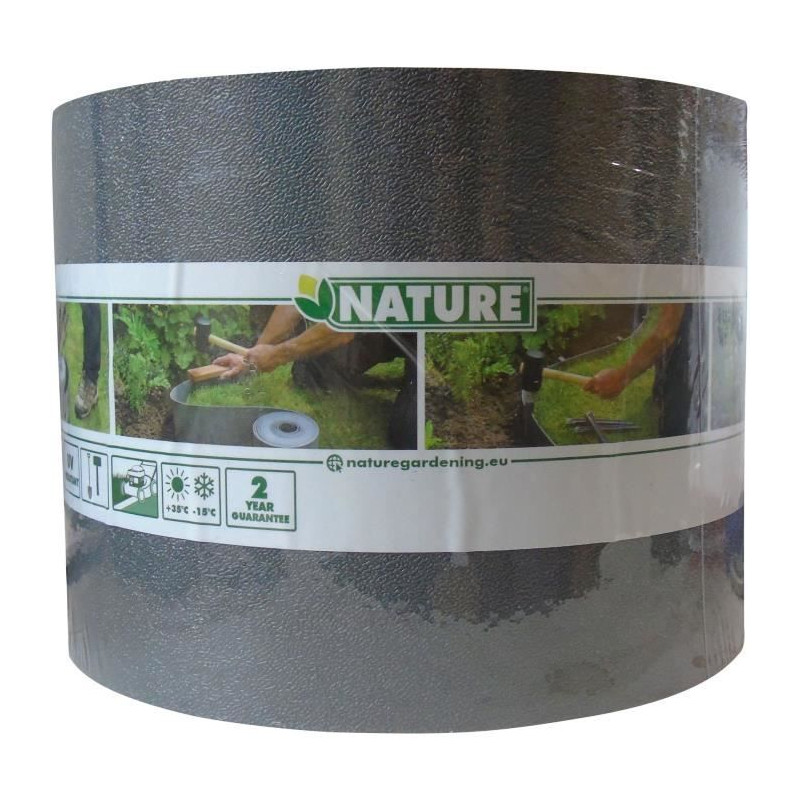 Bordure de jardin - NATURE - Gris - PE recyclé, épaisseur 3 mm - H15