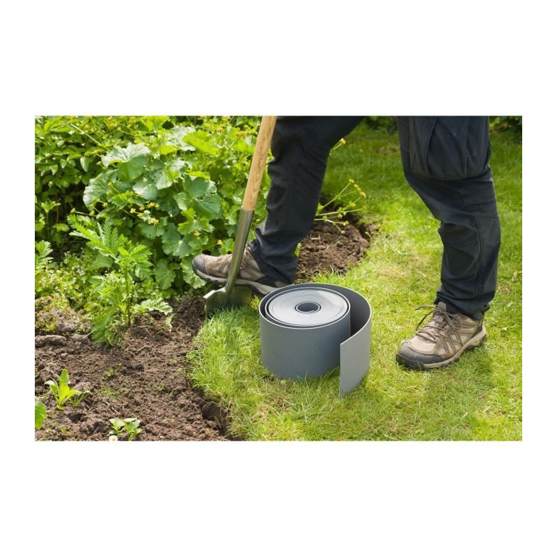 Bordure de jardin - NATURE - Gris - PE recyclé, épaisseur 3 mm - H15