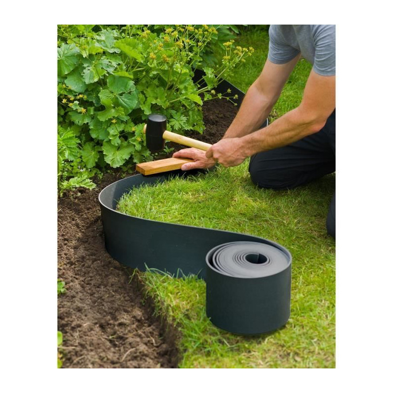 Bordure de jardin - NATURE - Noir - PE recyclé, épaisseur 3 mm - H15