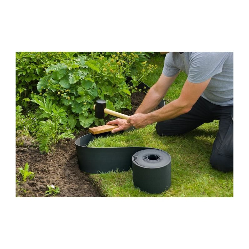 Bordure de jardin - NATURE - Noir - PE recyclé, épaisseur 3 mm - H15