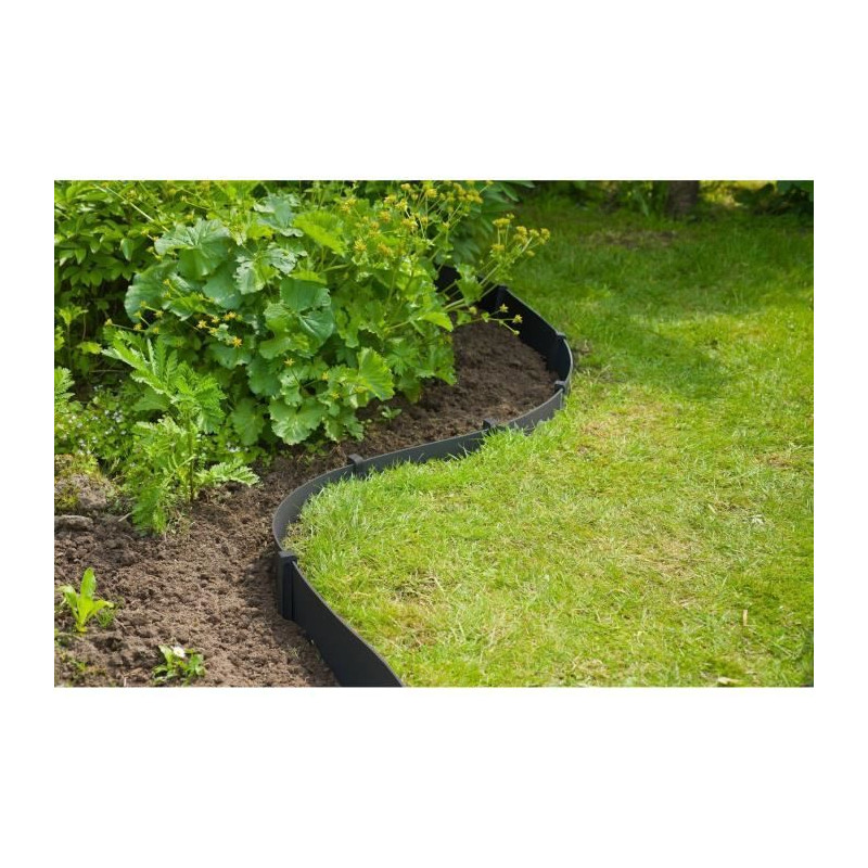 Bordure de jardin - NATURE - Noir - PE recyclé, épaisseur 3 mm - H15