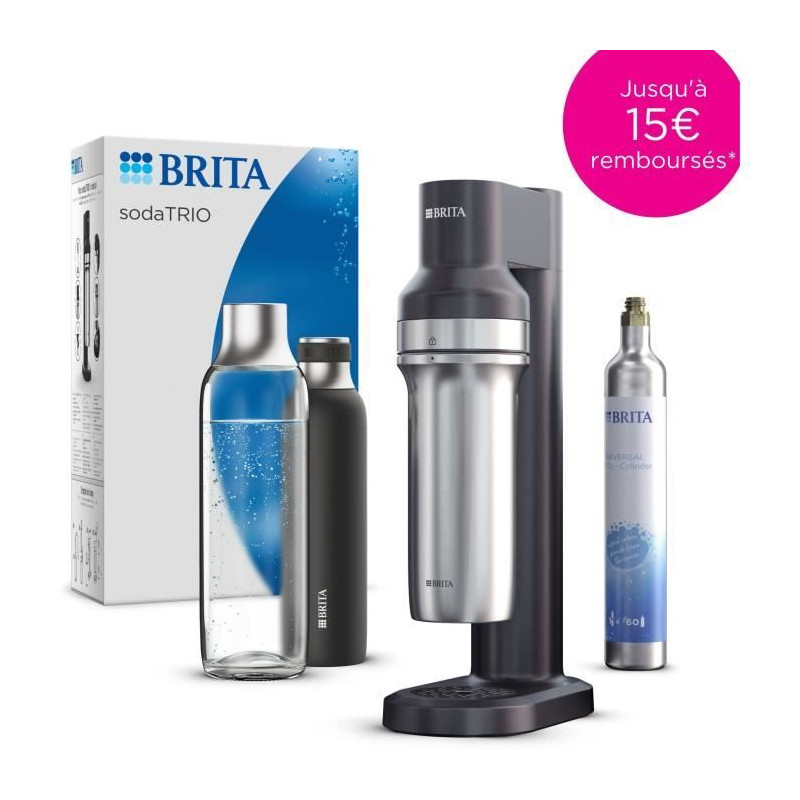 Machine a soda BRITA - SodaTRIO Noire - 1 Bouteille 1L et 1 Cylindre d