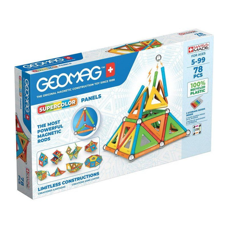 GEOMAG Supercolor Panels Recycled - Jeu de construction magnétique -