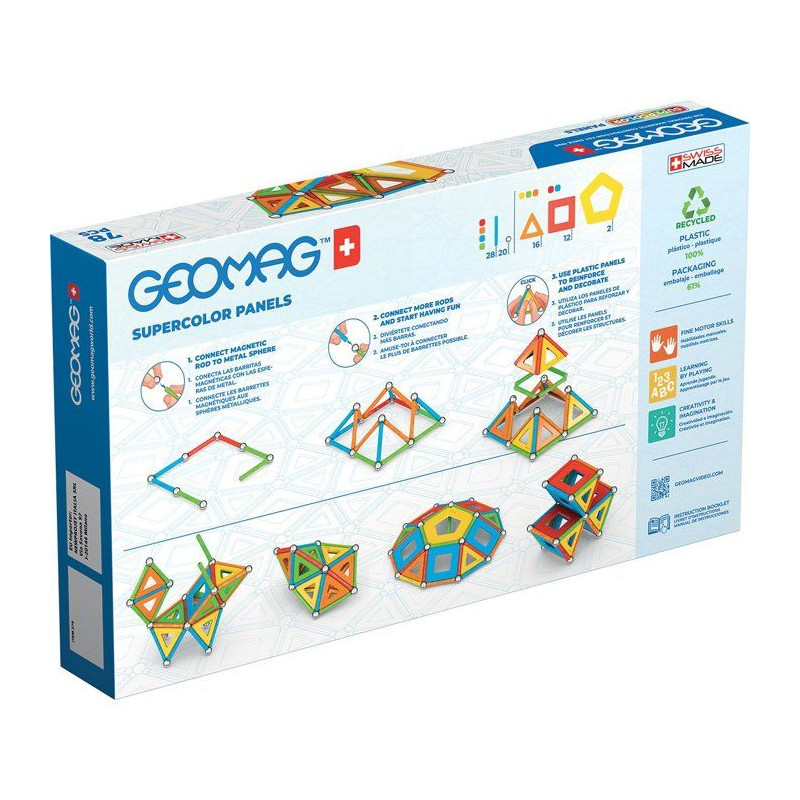 GEOMAG Supercolor Panels Recycled - Jeu de construction magnétique -
