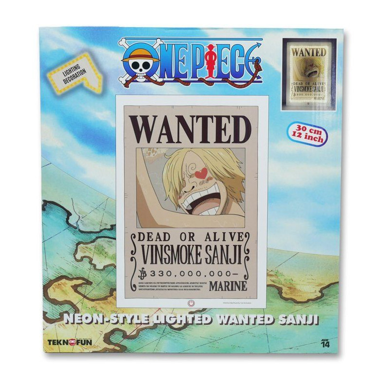 Lampe LED - TEKNOFUN - Néon mural Sanji Wanted One Piece 30 cm