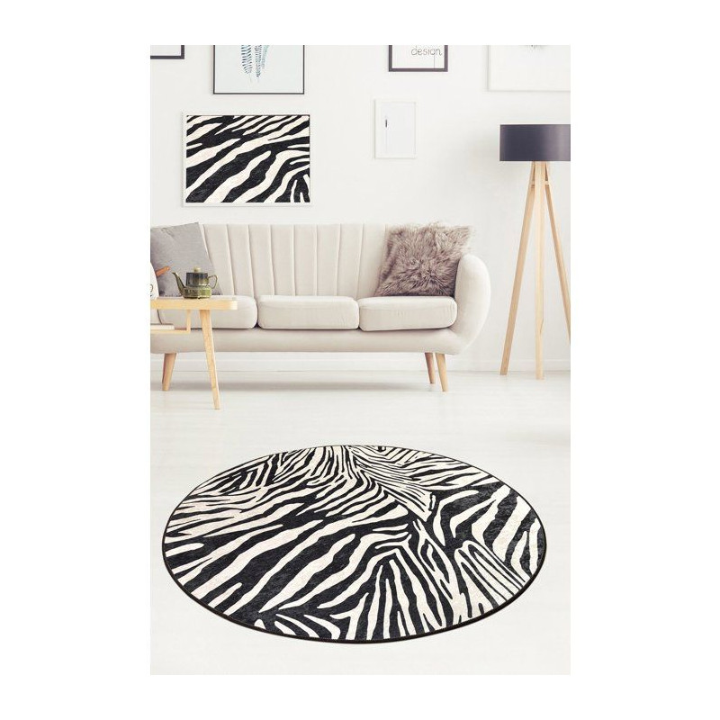 Tapis rond Ø 100 cm - polyester - Hauteur de poil : 4 mm - Poids : 70