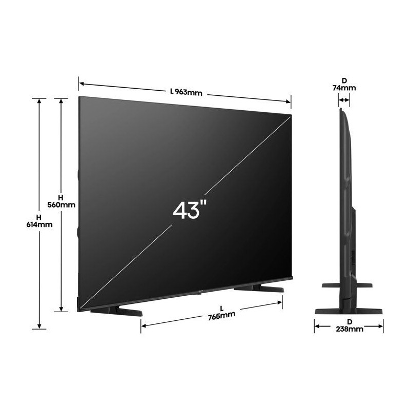 Hisense 43E7Q - TV QLED 43" (108 cm) - 4K UHD 3840x2160 - TV connecté