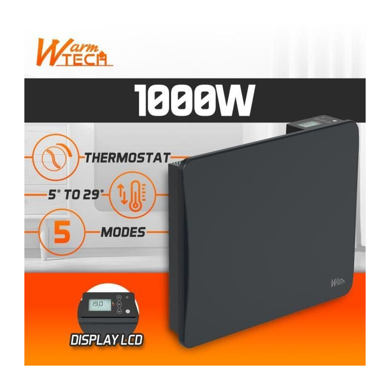 Radiateur fixe à inertie céramique - 1000 W - WARMTECH - WTZEUS10-N