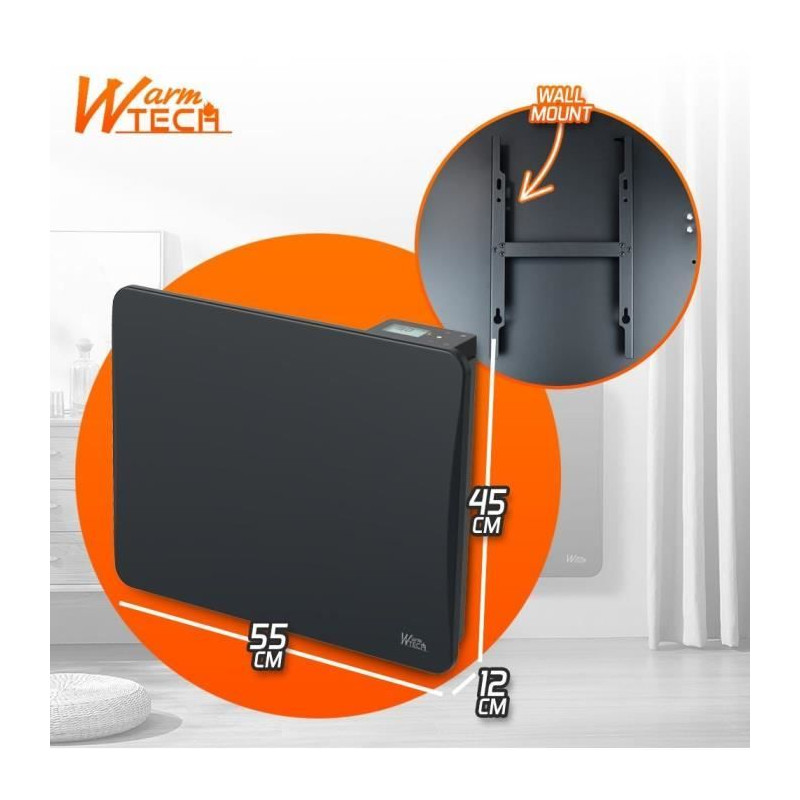 Radiateur fixe à inertie céramique - 1000 W - WARMTECH - WTZEUS10-N