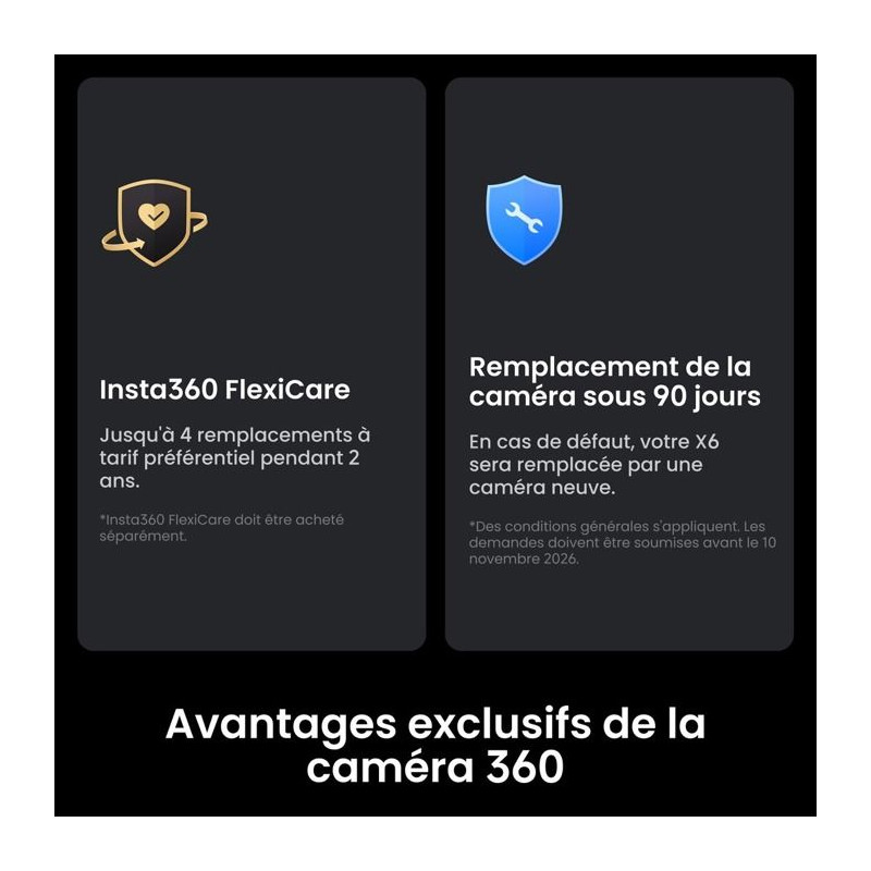 Caméra 360° - INSTA360 - X6 Standard Bundle Midnight Black - Vidéo