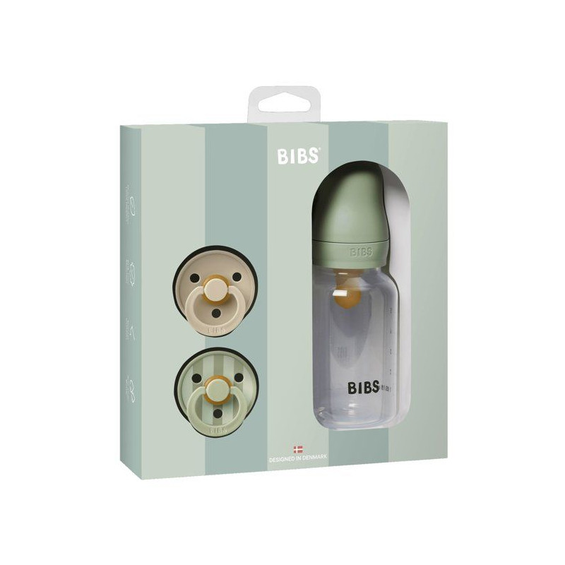 Coffret cadeau bébé - BIBS Baby Sprinkle - Embout rond - T1 - Sage