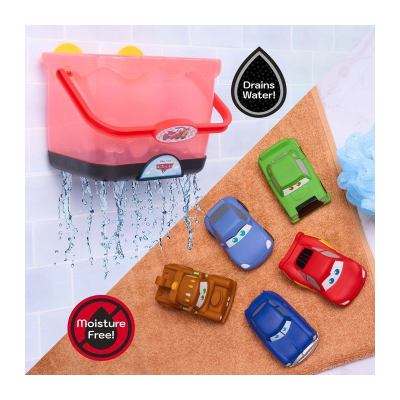 Jouets de bain - DISNEY Cars - Set de 5 figurines - Panier de rangemen