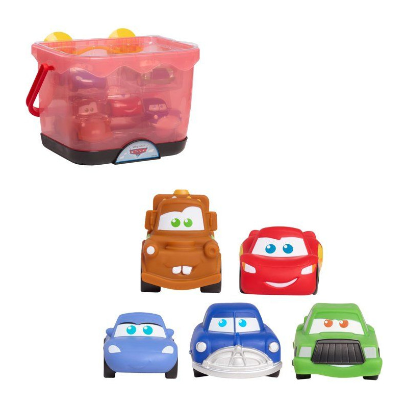Jouets de bain - DISNEY Cars - Set de 5 figurines - Panier de rangemen