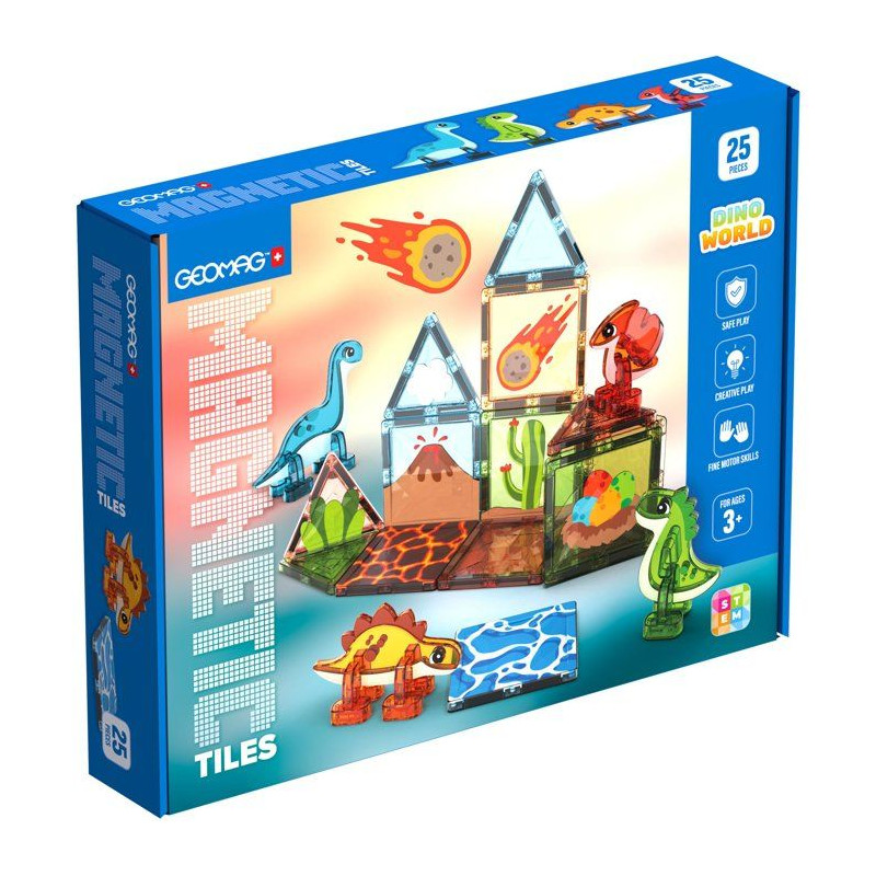 GEOMAG Magnetic Tiles Dino World - Jeu de construction magnétique - t