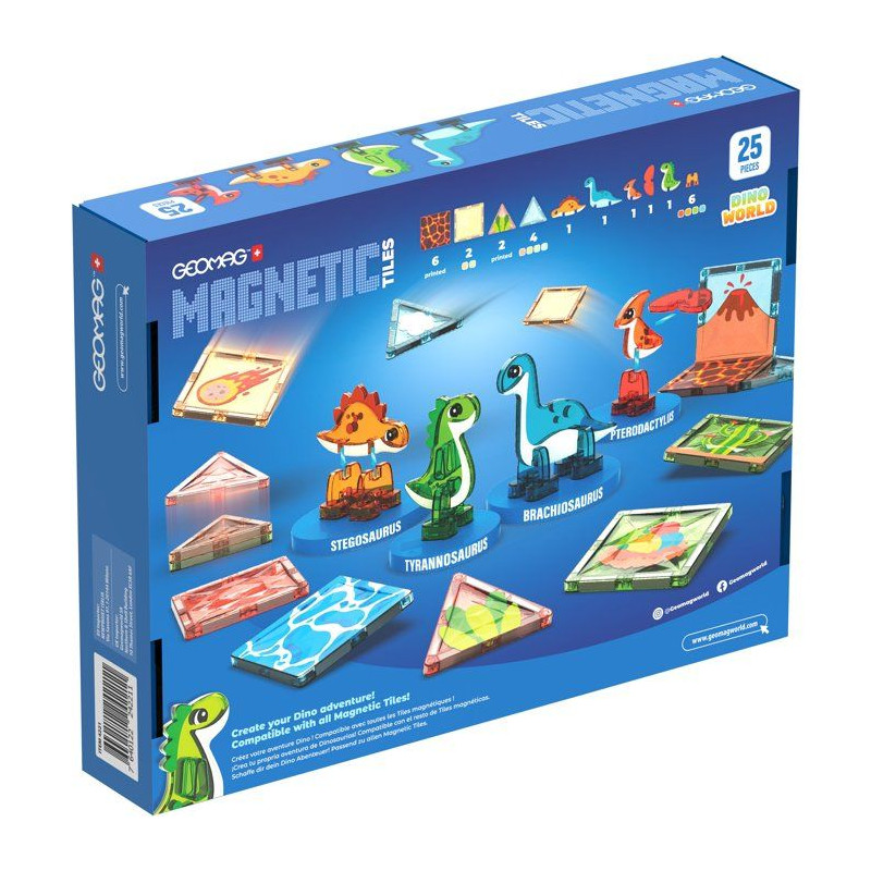 GEOMAG Magnetic Tiles Dino World - Jeu de construction magnétique - t
