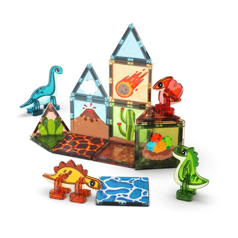 GEOMAG Magnetic Tiles Dino World - Jeu de construction magnétique - t