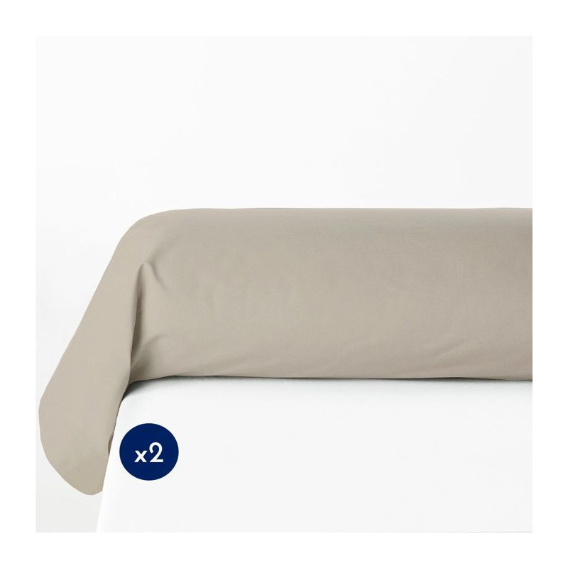 Lot de 2 taies de traversin - LOVELY HOME - 85 x 185 cm - Beige clair